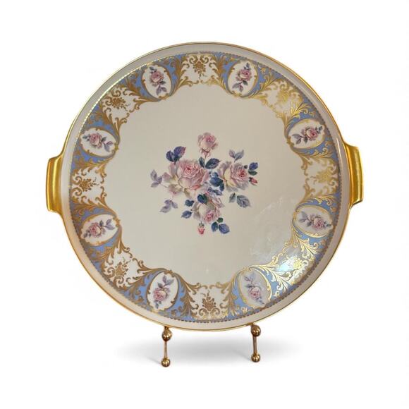 Porcelain AK Kaiser 12.5” Cake Plate with Rose Motif - Picture 2 of 12